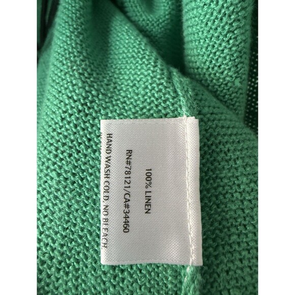 Eileen Fisher Green Linen Cardigan Size XS Open Front - Picture 6 of 7